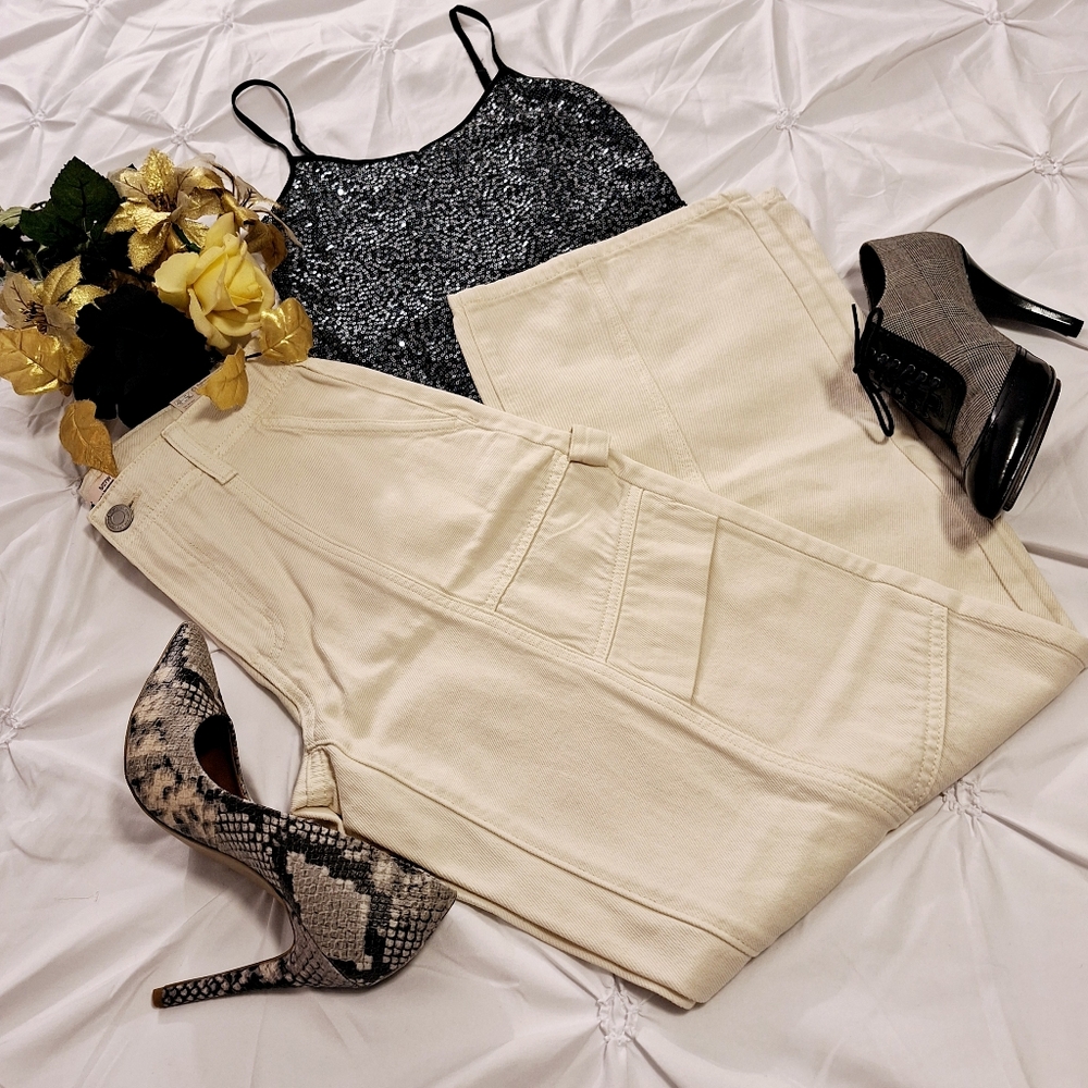 CREAM LOW RISE CARPENTER PANTS – SZ 5/27 – NWT